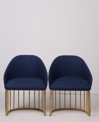 Set of 2 deep blue & golden modern chairs 2' x 3'ft - GS Productions