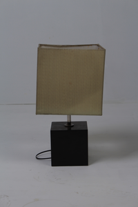 Dark Brown & Beige Wooden Cubicle Table Lamp 10" x 18" - GS Productions