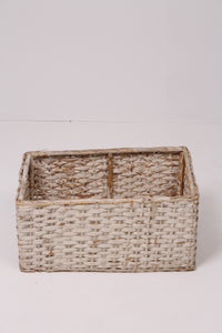 White Weathered Straw Basket 21" x 7" - GS Productions