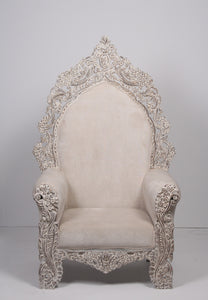 Weathered off-white baroque king sofa  3.5'x 6.5' - GS Productions
