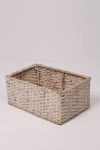 White Weathered Straw Basket 21" x 7" - GS Productions