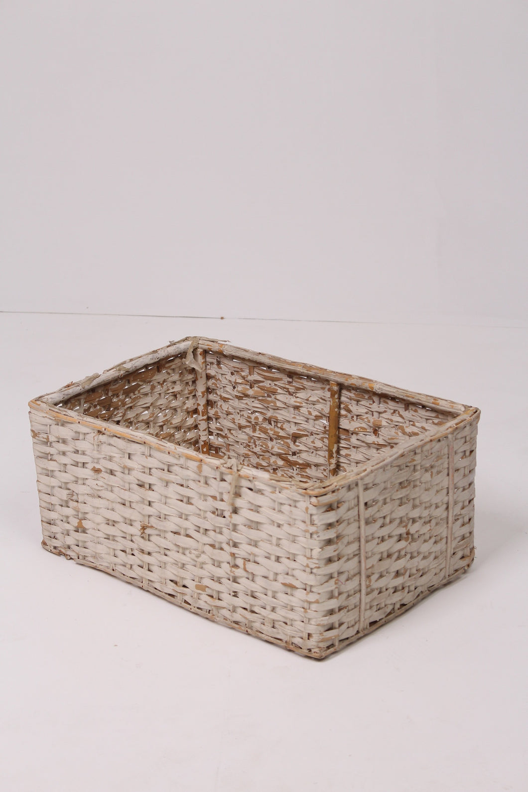 White Weathered Straw Basket 21