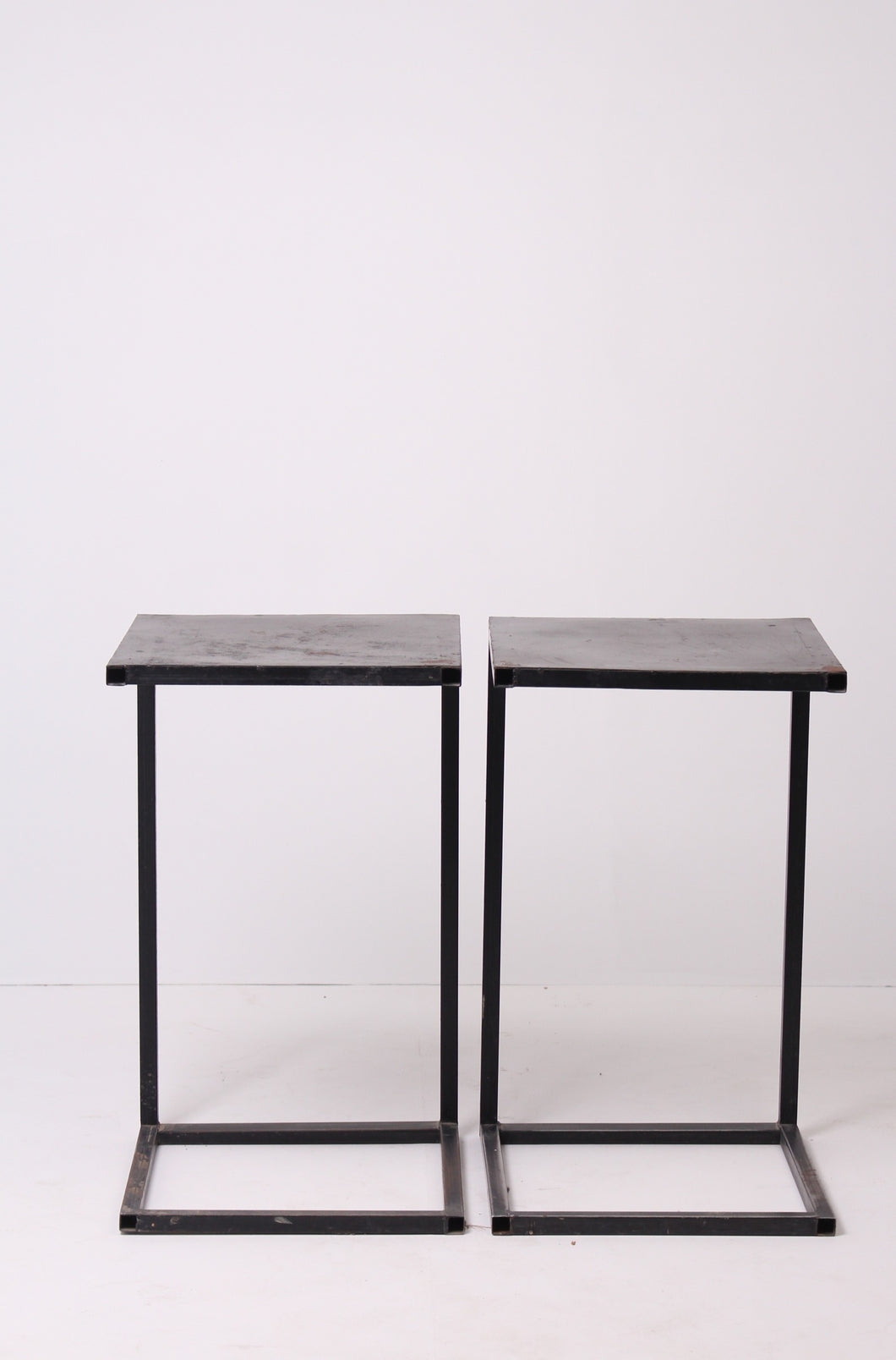 Set of 2 Black Metal Modern C Shaped Side/Working Tables 1.5' x 3.5'ft - GS Productions