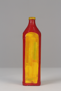 Red & Yellow stroke painted glass bottle 11" - GS Productions