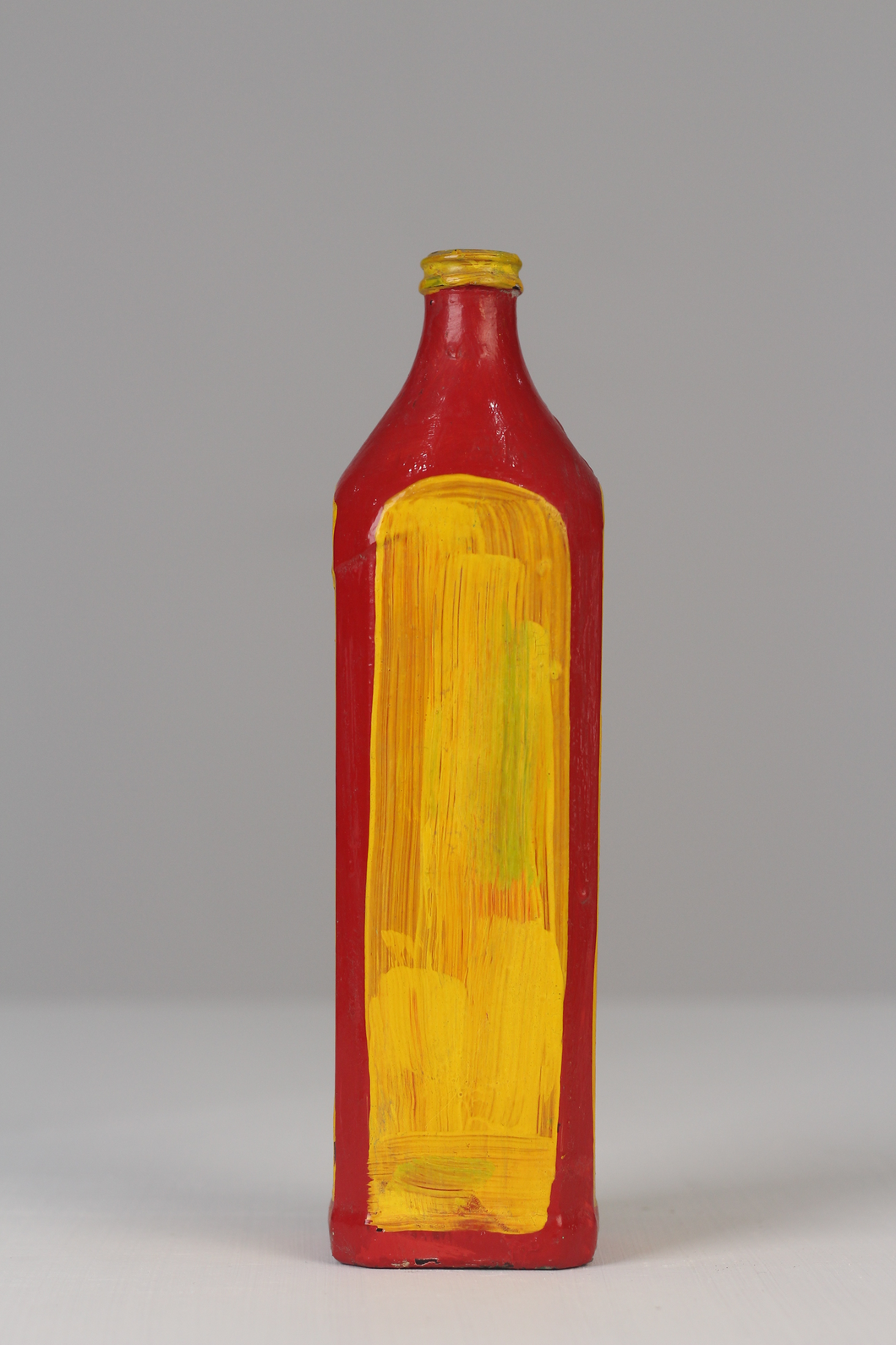Red & Yellow stroke painted glass bottle 11