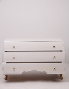 White & Gold High Gloss Finish Chester Drawers 3.5' x 2.75'ft - GS Productions