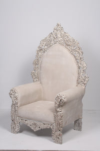 Weathered off-white baroque king sofa  3.5'x 6.5' - GS Productions