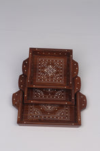 Load image into Gallery viewer, Set of 3 Brown &amp; White Wooden Traditional Trays With Inlay Design - GS Productions
