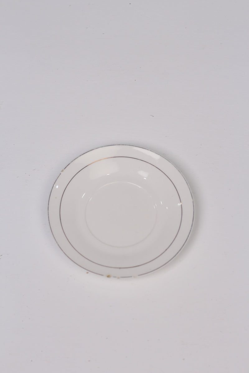 White & gold bone china Plate 6"x6" GS Productions