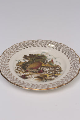 Golden & White Antique Decoration Porcelain Plate with Printed Landscape 9