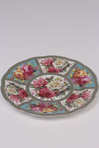 Blue, white & Pink floral bone china english Plate 10"x10" - GS Productions