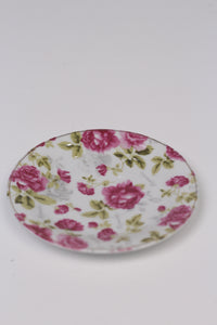 Set of 2 Pink & White floral english china Plates 6"x6" - GS Productions