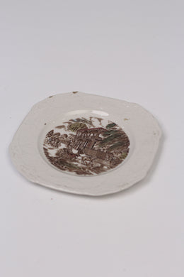 White & Brown old ceramic landscape Plate 7