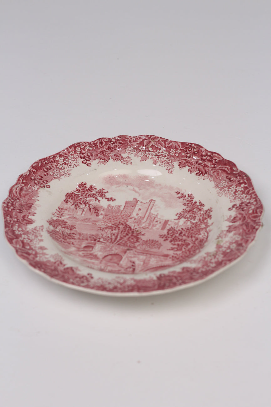 Pink & White antique Decorative Plate with printed landscape 10