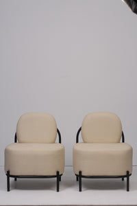 Set of 2 Off-white & black modern sofa chairs  2' x 3'ft - GS Productions