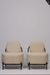 Set of 2 Off-white & black modern sofa chairs  2' x 3'ft - GS Productions