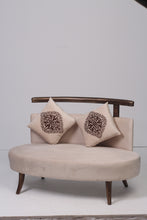 Load image into Gallery viewer, Brown &amp; off-white sofa with 2 embroidered cushions 4&#39;x2.5&#39;ft Sitting - GS Productions

