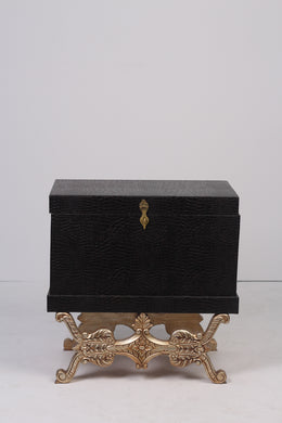 Golden & dark brown leather captain box 2.5' x 2.5'ft - GS Productions