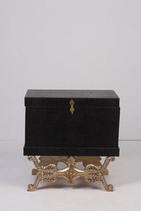 Golden & dark brown leather captain box 2.5' x 2.5'ft - GS Productions