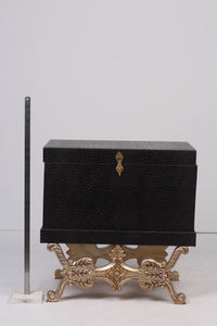 Golden & dark brown leather captain box 2.5' x 2.5'ft - GS Productions