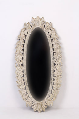 White weathered carved Mirror 2'x3.5'ft - GS Productions