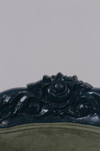 Dull green & blue carved sofa chair 2'x 2.5'ft - GS Productions