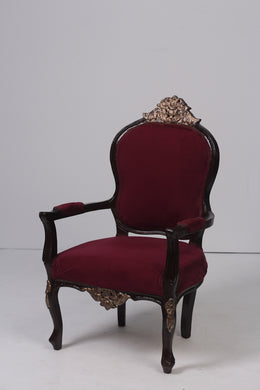Maroon, Brown & gold carved chair  2'x  3.5' ft - GS Productions
