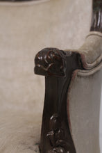 Load image into Gallery viewer, Off-white &amp; Brown carved sofa chair 2.5&#39;x 3.5&#39;ft - GS Productions
