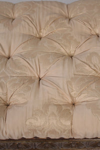 Dull green & Off-white carved & quilted settee 5'x 2.5'ft - GS Productions