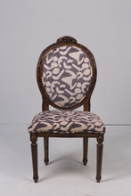 Load image into Gallery viewer, White, grey &amp; dull gold carved french chair 2&#39;x 3.5&#39;ft - GS Productions
