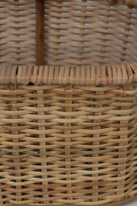 Brown & Beige Cane Basket with Handles 10" x 14" - GS Productions