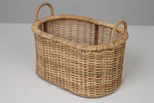 Load image into Gallery viewer, Brown &amp; Beige Cane Basket with Handles 10&quot; x 14&quot; - GS Productions
