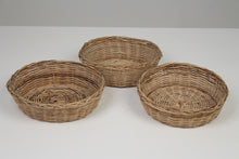 Load image into Gallery viewer, Set of 3 Brown Cane Round Baskets 3&quot; x 10&quot; - GS Productions
