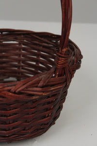 Dark Brown Cane Fruit Basket with Handle 5" x 12" - GS Productions