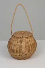 Load image into Gallery viewer, Brown Cane Bell Jar Basket with Lid &amp; Handle 12&quot; x 22&quot; - GS Productions
