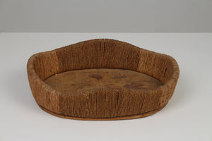 Brown Wooden & Jute Rope Basket Tray 14" x 17" - GS Productions