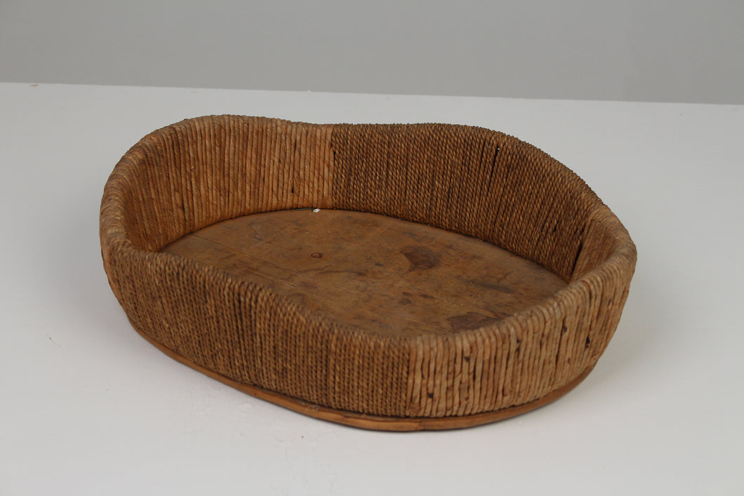 Brown Wooden & Jute Rope Basket Tray 14