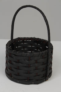 Set of 5 Black Plastic Cane Round Baskets with Handles 9" x 14" - GS Productions