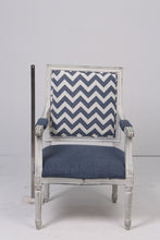 Load image into Gallery viewer, White &amp; Blue contemporary upholstery and chalk finished french chair 2&#39;x 3.5&#39;ft - GS Productions
