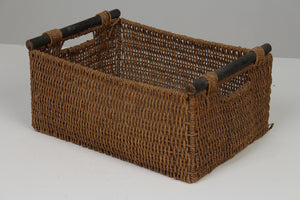 Set of 5 Brown Jute Rope Baskets with Wooden Handles 12" x 17" - GS Productions