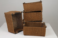 Load image into Gallery viewer, Set of 5 Brown Jute Rope Baskets with Wooden Handles 12&quot; x 17&quot; - GS Productions
