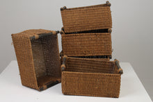 Load image into Gallery viewer, Set of 5 Brown Jute Rope Baskets with Wooden Handles 12&quot; x 17&quot; - GS Productions
