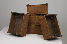 Load image into Gallery viewer, Set of 5 Brown Jute Rope Baskets with Wooden Handles 12&quot; x 17&quot; - GS Productions

