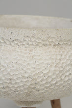 Load image into Gallery viewer, White &amp; Brown Ceramic Textured Planter with Wooden Legs 14&quot; x 14&quot; - GS Productions
