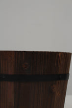 Load image into Gallery viewer, Brown &amp; Black aged Oak Wood Barrel Bucket/Planter 12&quot; x 19&quot; - GS Productions
