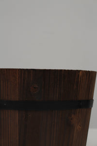 Brown & Black aged Oak Wood Barrel Bucket/Planter 12" x 19" - GS Productions
