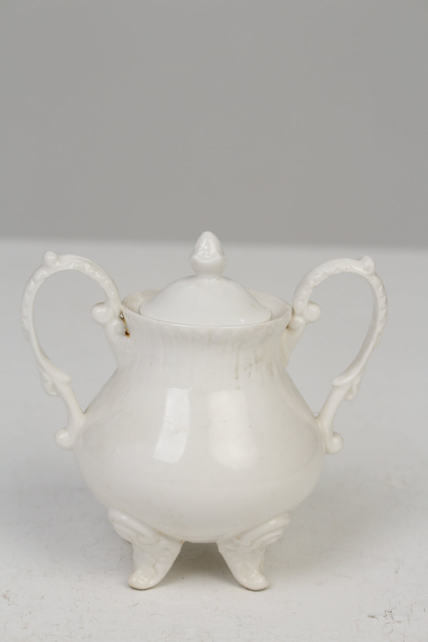 White Victorian China Sugar Pot 7