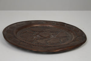 Copper Carved Traditional Round Tray 14" x 14" - GS Productions