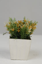 Load image into Gallery viewer, Set of 3 White Planters with Artificial Green, Yellow &amp; White Plant 2.5&quot; x 2.5&quot; - GS Productions
