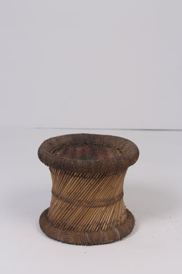 Weathered brown cane stool  1.5'x 1.5'ft - GS Productions